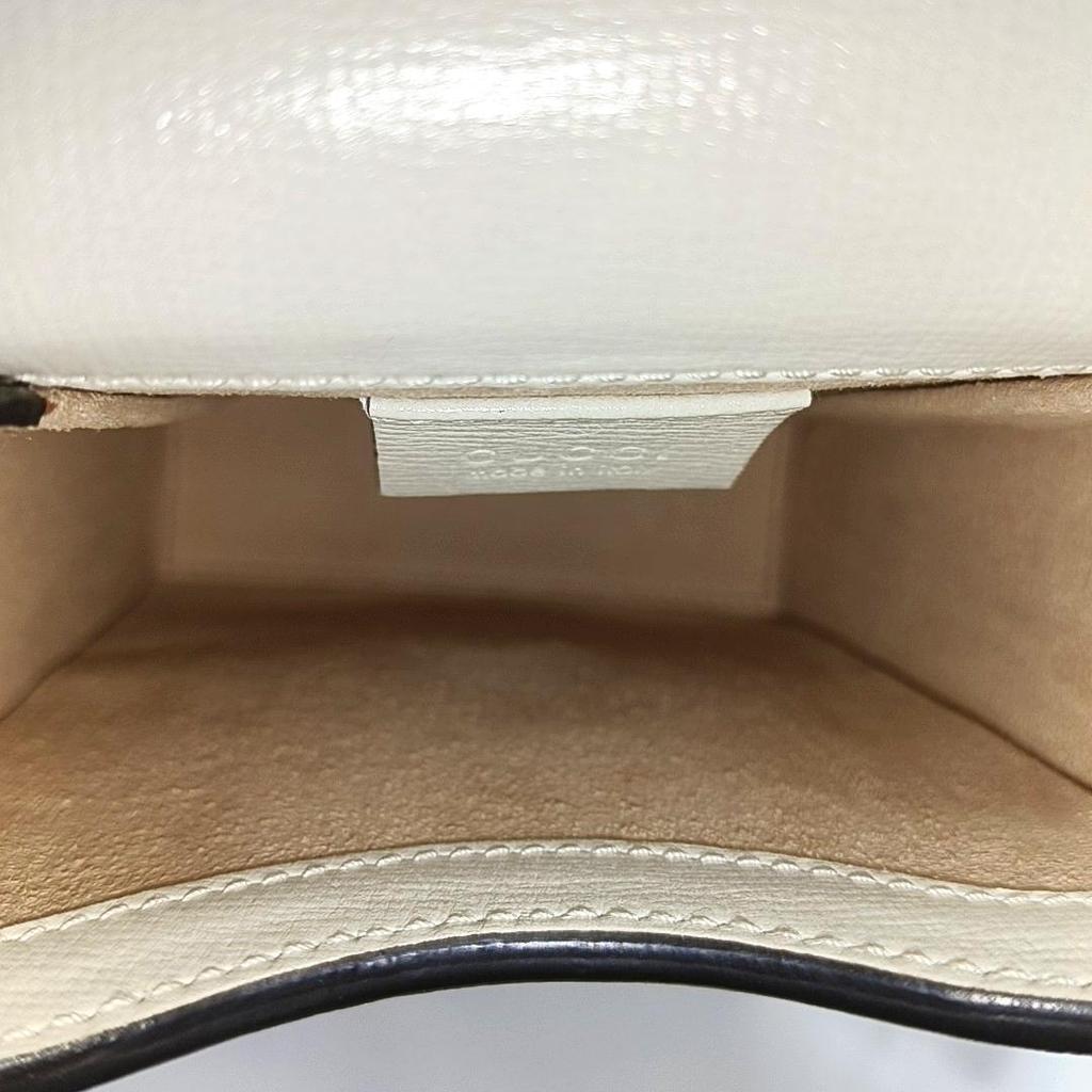 [Pre-Owned] Gucci Horsebit 1955 Mini Bag 'Beige/Ebony/White' - Excellent #F9AAOZ