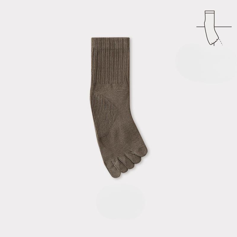 Five Fingers Socks Men's Autumn New Solid Colour Men's Cotton Antibacterial Anti-odour Anti-pilling Breathable Sweat Casual Mid-calf Men's Socks