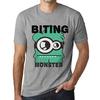 Men’s Vintage Tee Shirt Graphic T Shirt Biting Monster Grey Marl