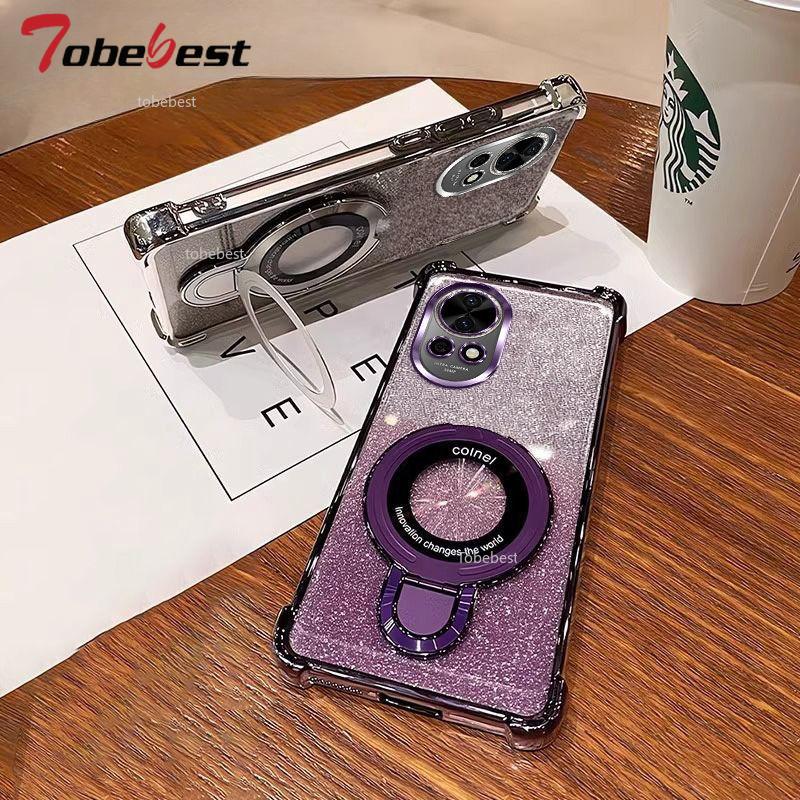 Противоударный чехол с блестящим покрытием для Huawei NOVA 13 12 11 Ultra 10 9 8 7 SE Pro Fundas Магнитный держатель Браслет Чехол