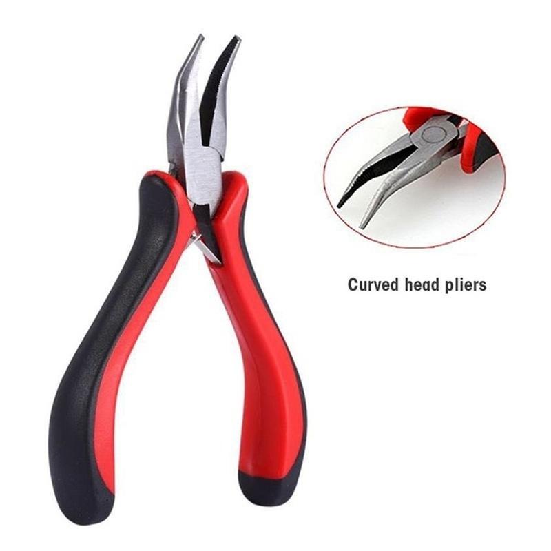Hair Extension Kit Pliers Pulling Hook Bead Device Tool Kits with 500pcs Silicone Rings LS