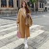 Women's Woolen Lapel Jacket Long Sleeve Coat with Front Pockets Casual Outerwear Female Overcoat for Autumn Winter Daily Wear