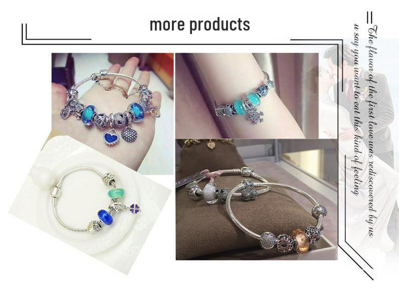 Браслет Pandora из серебра 925 пробы с бусинами и застежкой-сердечком, змеевидная цепочка