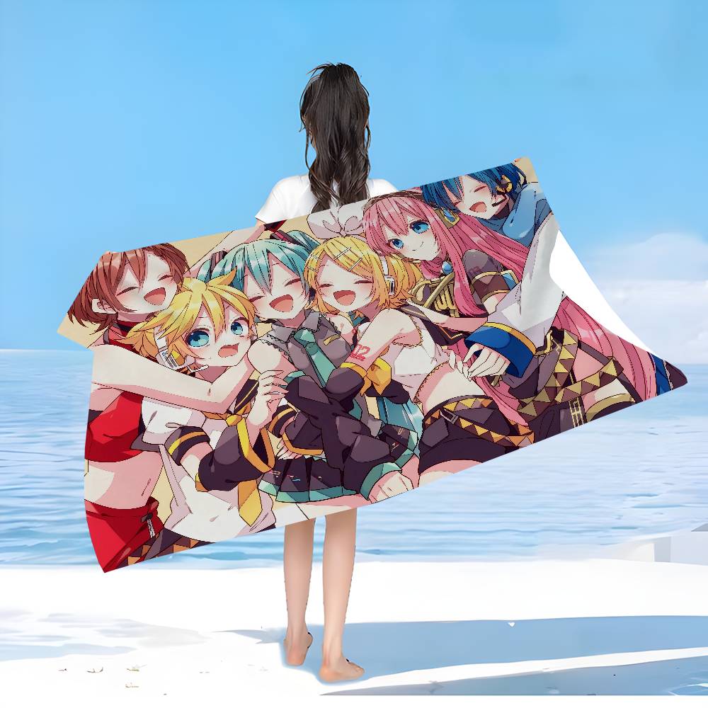 K-Kagamine-Len Микрофибра Печатное Пляжное Полотенце Альпинизм Йога Пляж Плавание Бег Впитывающее Мягкое Полотенце