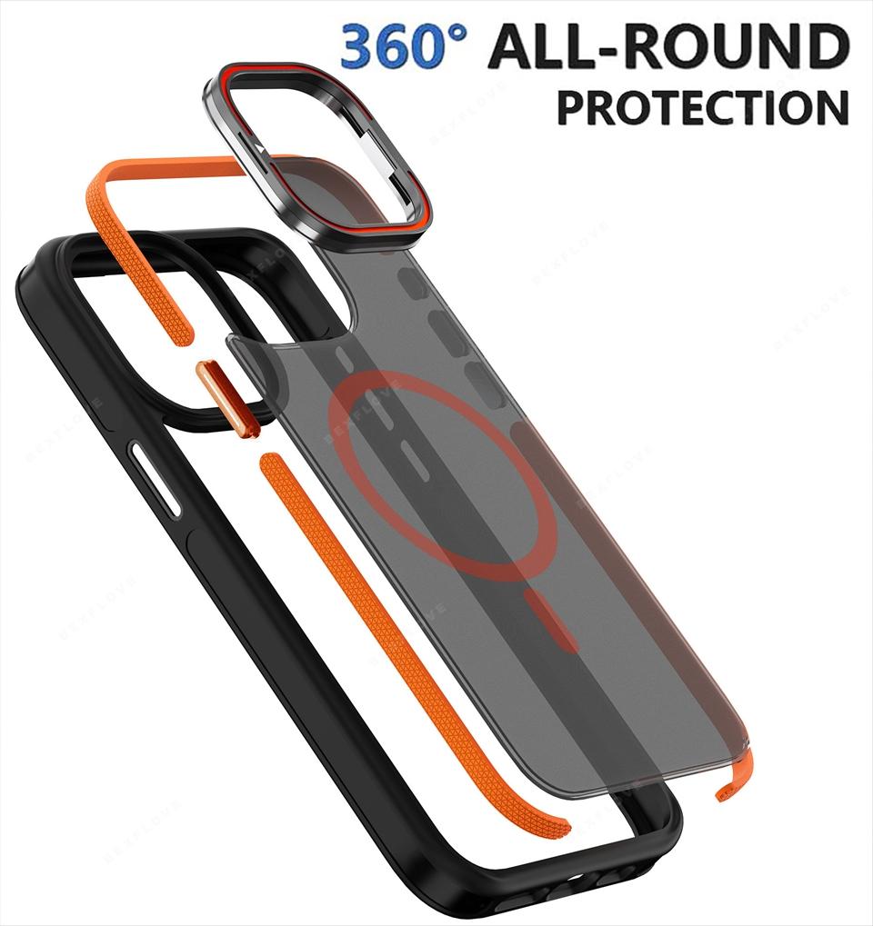 Магнитный чехол-подставка для телефона для iPhone 15 14 16 Plus 11 12 13 16 Pro Max Magsafe Беспроводная зарядка Держатель Защитник Жесткий чехол