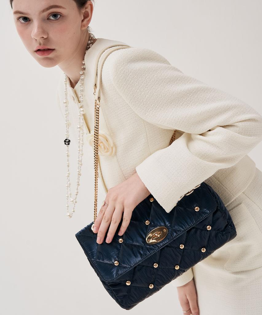 Jina In Ny Ladylike Chain Shoulder Bag [Navy Quilting]