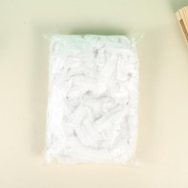 100pcs Disposable Plastic Shower Cap Elastic Disposable Shower Caps Anti Dust Waterproof Hat Hair Salon Beauty Accessories