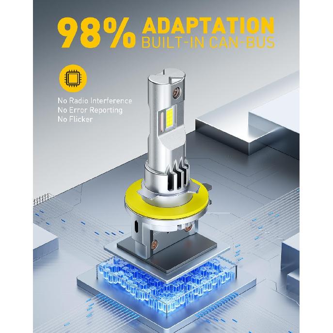 Светодиодные лампы AUXITO H11B, на 600% ярче, сверхъяркие, подключи и играй, долгий срок службы, без мерцания, 98% совместимость, 2 шт.