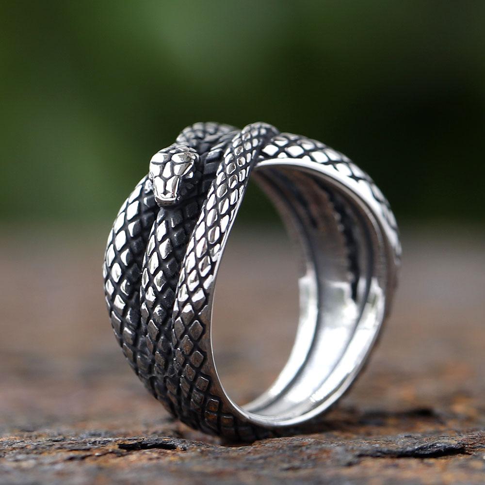 New Good Detail Men's Punk Rock FASHION Ring With 3D Snake Gothic Style 316L Stainless Steel Biker Anel Movie jewellery