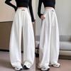 Sweatpants Women's New Spring and Autumn Loose Straight Casual White Wide-leg Pants Small Scimitar Sweatpants