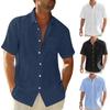 Men Summer Shirt Lapel Collar Button Loose Single-breasted Short Sleeves Soft Breathable Mid Length Casual Formal Business Men Office Beach Top