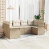 VidaXL 6-Piece Garden Sofa Set with Cushions Beige Poly Rattan 3354170