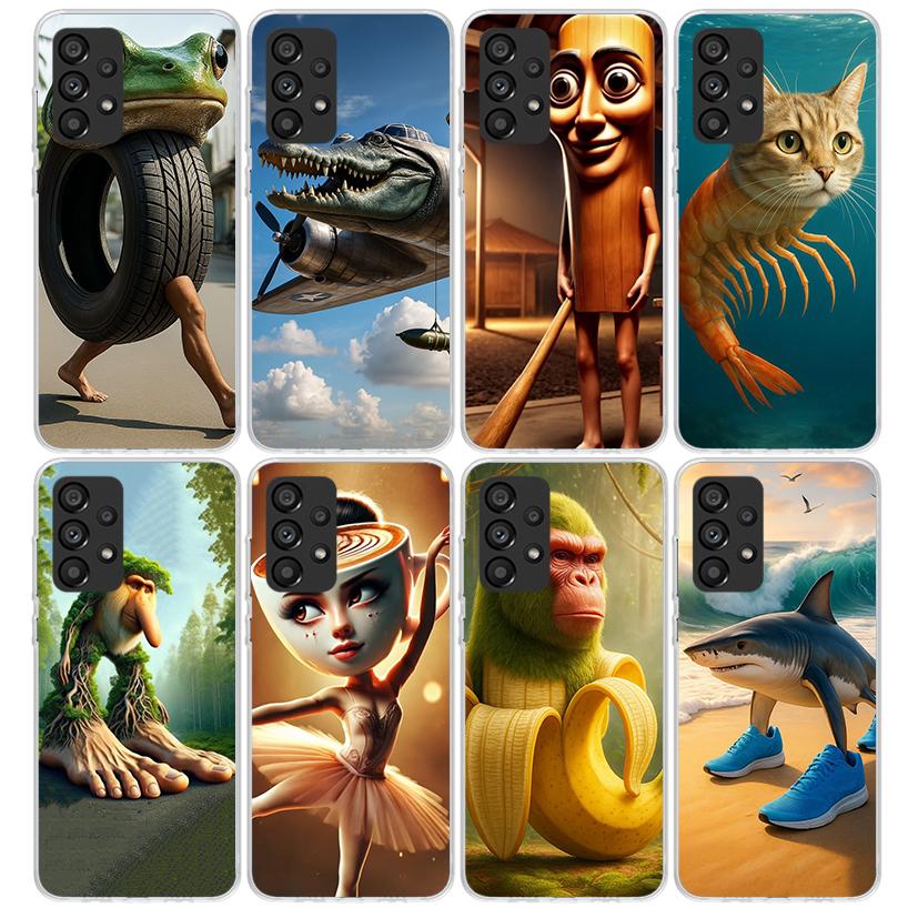 Italian Brainrot Animals Phone Case For Samsung Galaxy A52 A51 A50S A32 A22 A12 A02S A72 A71 A31 A70 A30S Note 20 Ultra 10 Plus