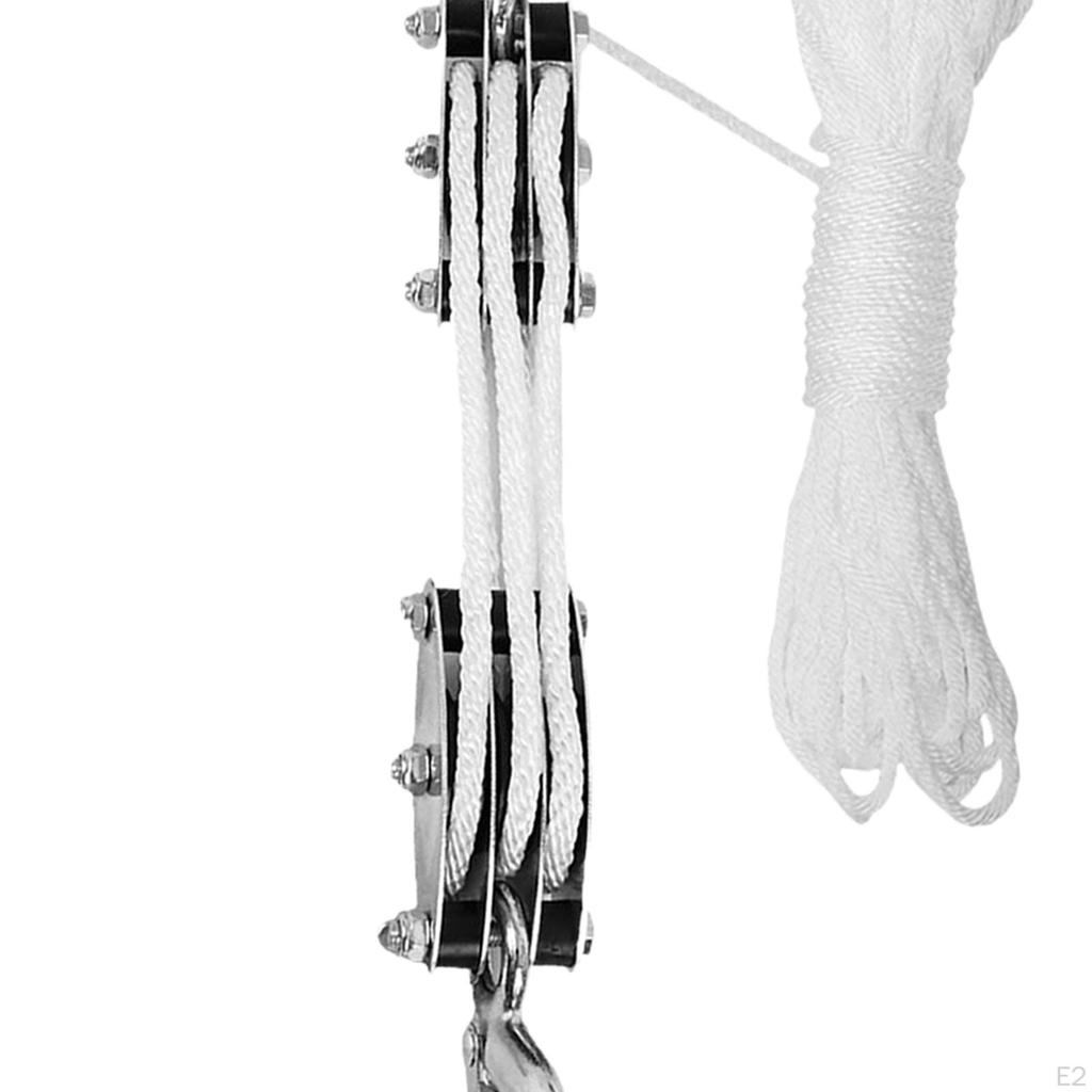 Блок канатной тали и полиспаста, система шкивов, портативный, сверхпрочный, вращающийся на 270 градусов крюк