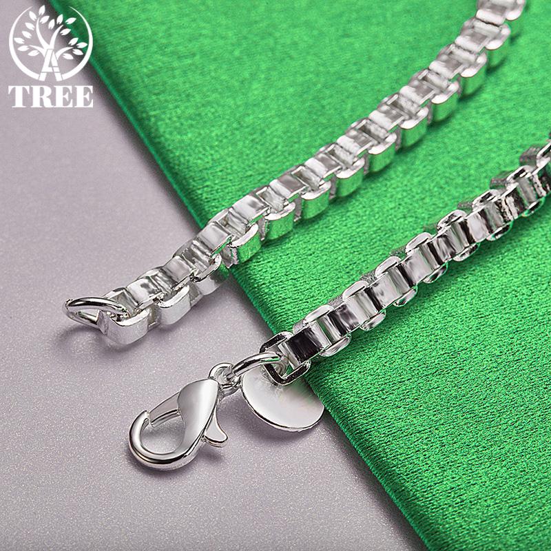 Original Fashion 925 Sterling Silver Box Chain Bracelet For Women Simple Versatile Jewelry Accessories Anniversary Party Gift