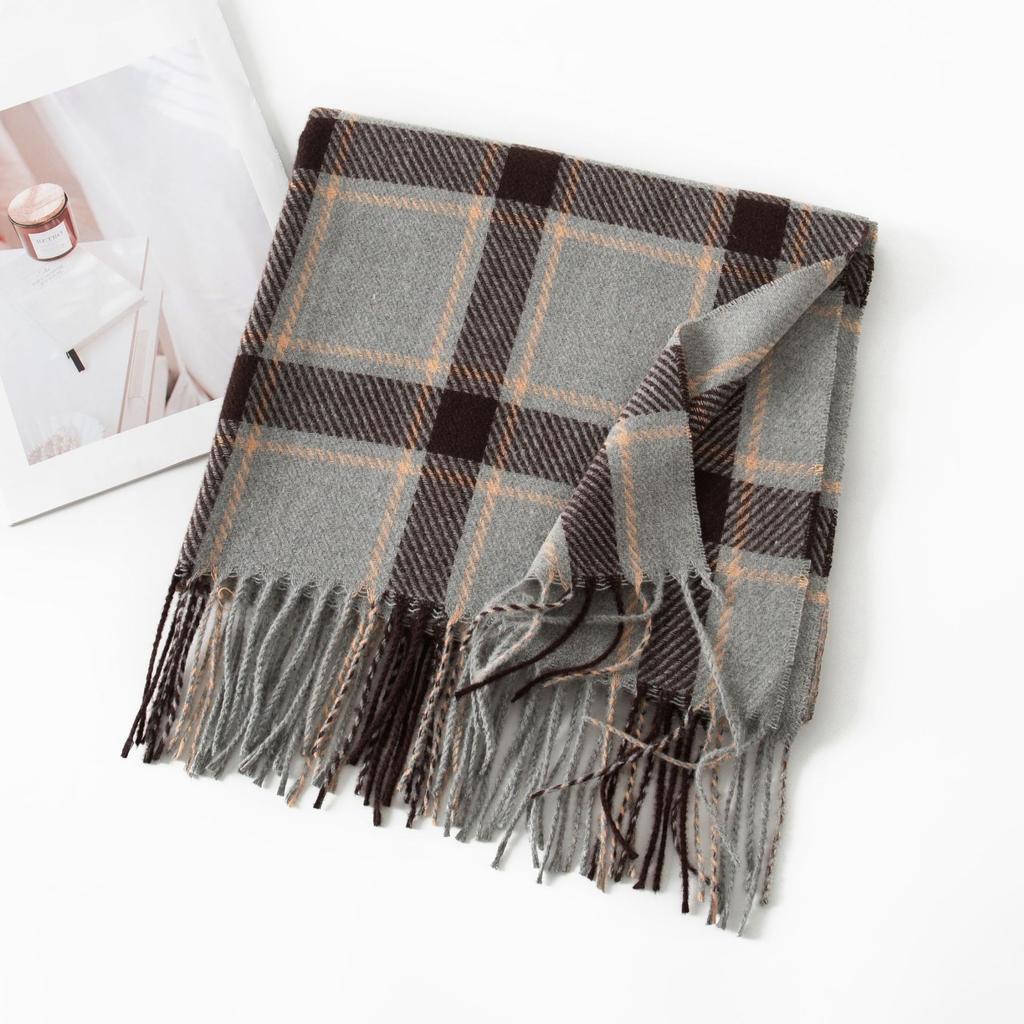 British Style Scarf Women's Winter High End New Autumn and Winter Thickening Versatile Atmosphere Warm Scarf