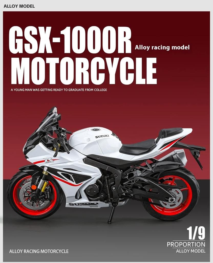 1/9 Suzuki GSX-1000R Diecast Motorcycle Model Toys for Boys Kids Gifts
