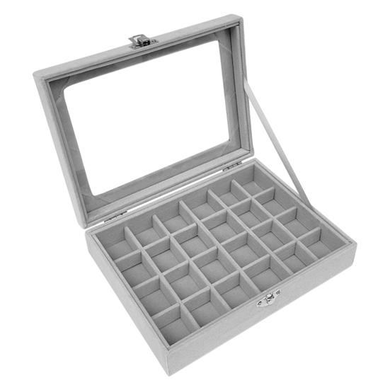 Earring Box Dust-proof Divided Grids Furry Surface Ring Bracelet Display Organizer for Home