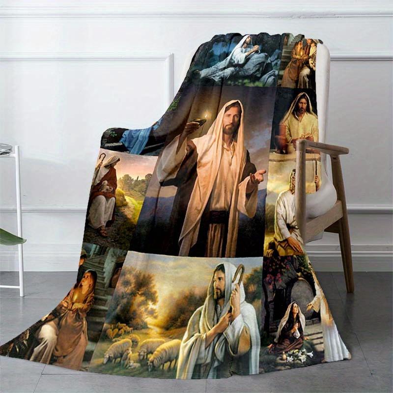 Jesus Blanket Soft Warm Throw Blanket Nap Blanket For Couch Sofa Office Bed Camping Travel Multipurpose Gift Blanket For All Season