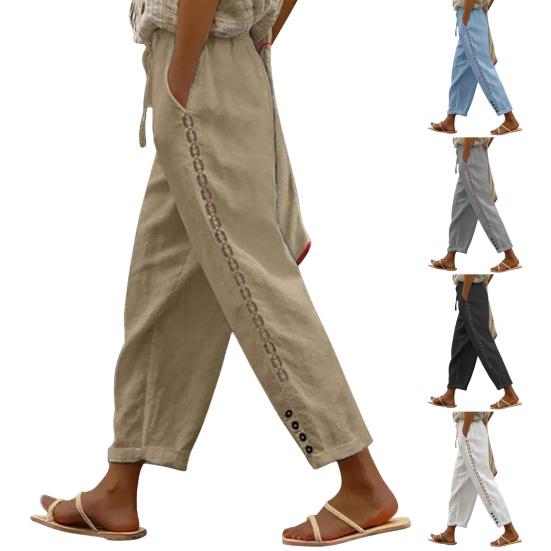 Женские повседневные брюки, легкие, дышащие, универсальные брюки с регулируемой резинкой на талии, удобные карманы, повседневная одежда