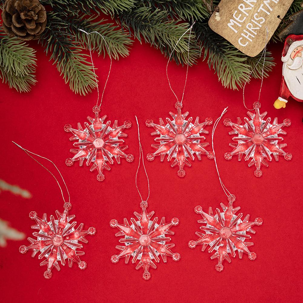 6pcs Acrylic Snowflake Pendant For Christmas Tree Decoration Transparent Snowflake Pendant Hanging Ornament For New Year Home Party