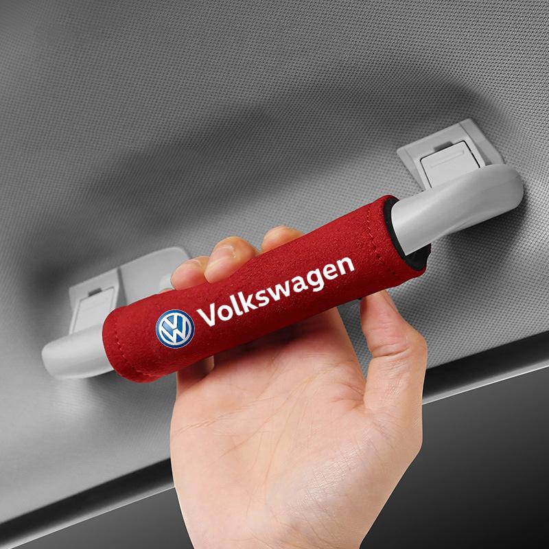 abcd1 1PCS Leather Car Handle Protector Cover Roof Pull Gloves For VW GTE GTI Golf mk5 Passat Scirocco Polo Jetta Interior Accessories