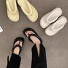 Cool slippers women's summer outer wear thick-soled flip-flops 2025 new summer beach seaside toe bread bubble slippers