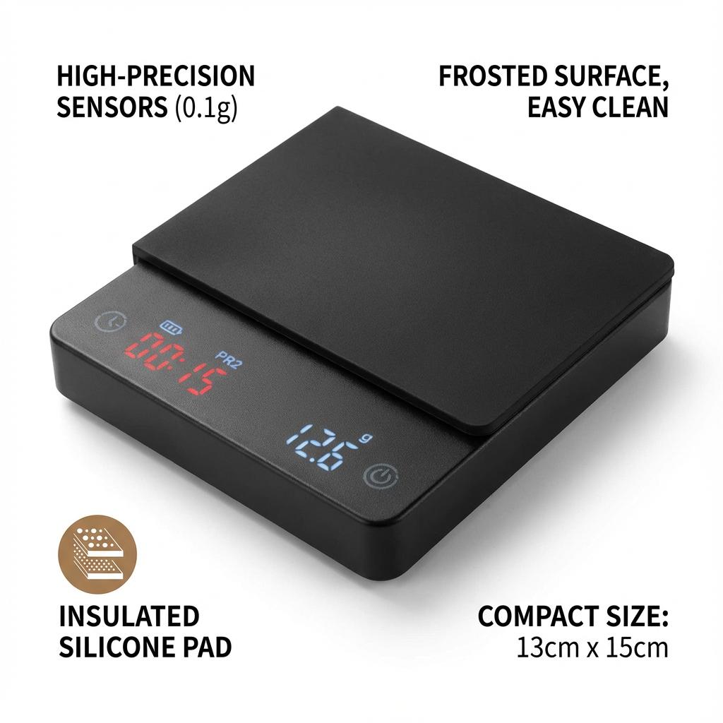 Nano Coffee Scale with Timer Espresso Scale Auto Peel Touch Sensor And Silicone Lid for Precise Tasting Home Brewing