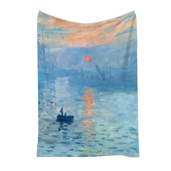 Oil Painting Nap Blanket, Soft Warmth Double-Sided Flannel, Digital Print Shrink-Resistant Machine Washable Office Travel Throw Blanket