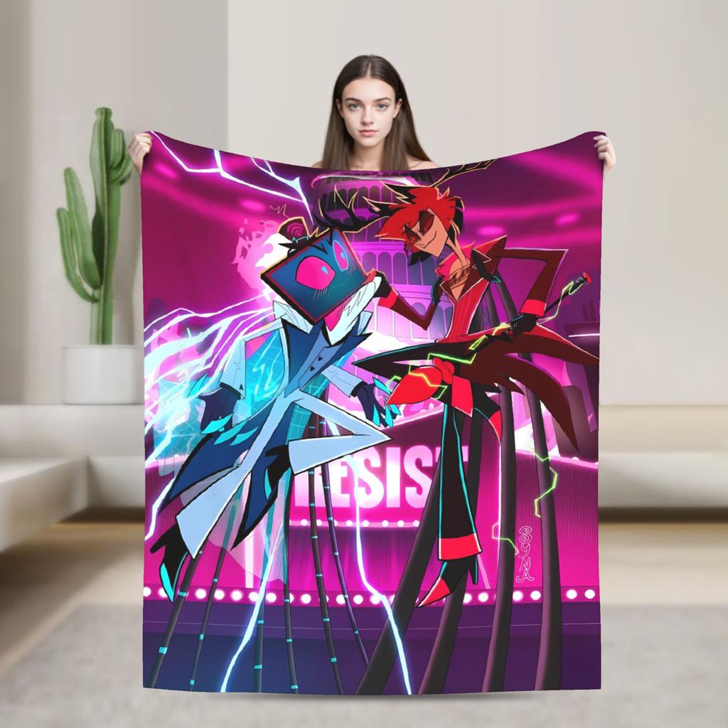 Vox Alastor Hazbin Hotels Blanket Super Soft Graphic Plush Throw Blanket For Girls Boys Living Room Flannel Bedspread Bed Cover