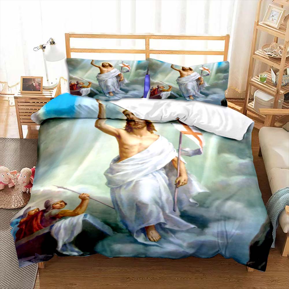 Иисус Дева Мария Постельный комплект Спальня Полуторный Постельный комплект Одеяло Детский Взрослый Кровать Пуховое одеяло Двуспальный Кинг Одеяло Домашний декор