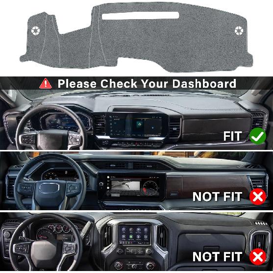 Накладка на приборную панель для -2025 2026 Chevy Chevrolet Silverado/GMC Sierra Аксессуары 1500 2500HD 3500HD Накладка на приборную панель с HUD Солнцезащитный козырек Нескользящий центр