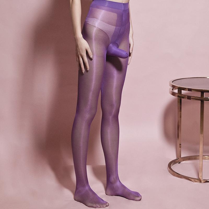 Seamless Transparent High-Waist Pantyhose with Horse Oil for Men