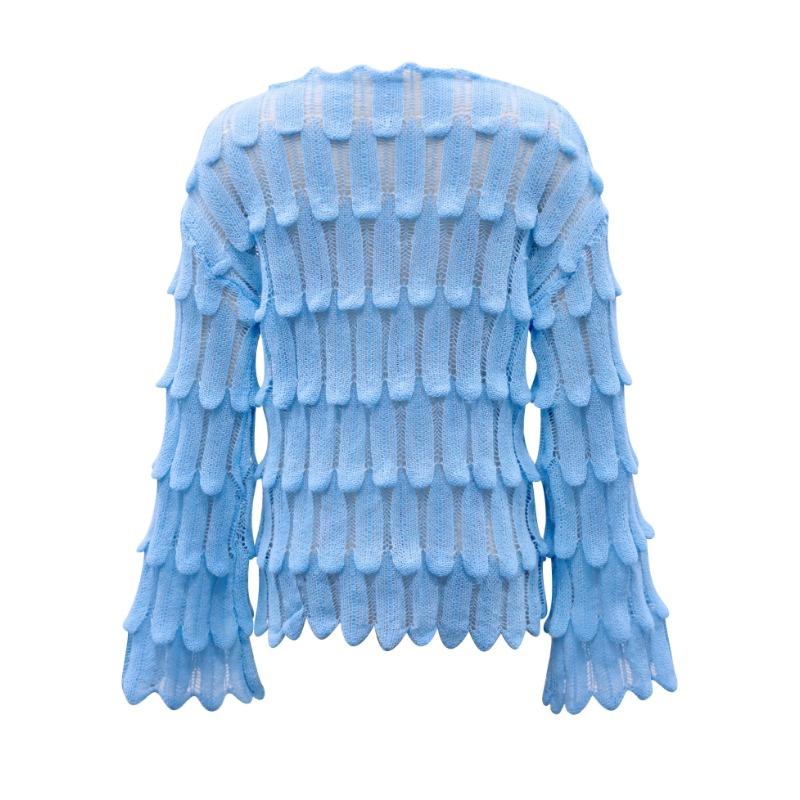 Однотонный вязаный пуловер с вырезами, элегантный свитер с расклешенными рукавами, женская одежда