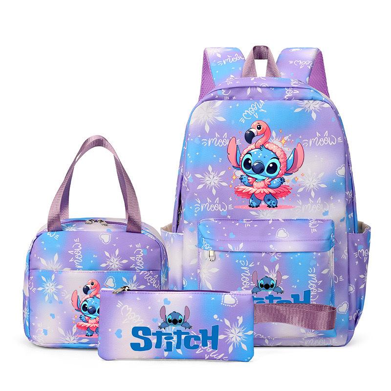 Рюкзак из трех частей Stitch для студентов (мужчин и женщин), Рюкзак с мультяшным принтом для кампуса, Большая вместительная сумка для путешествий и активного отдыха
