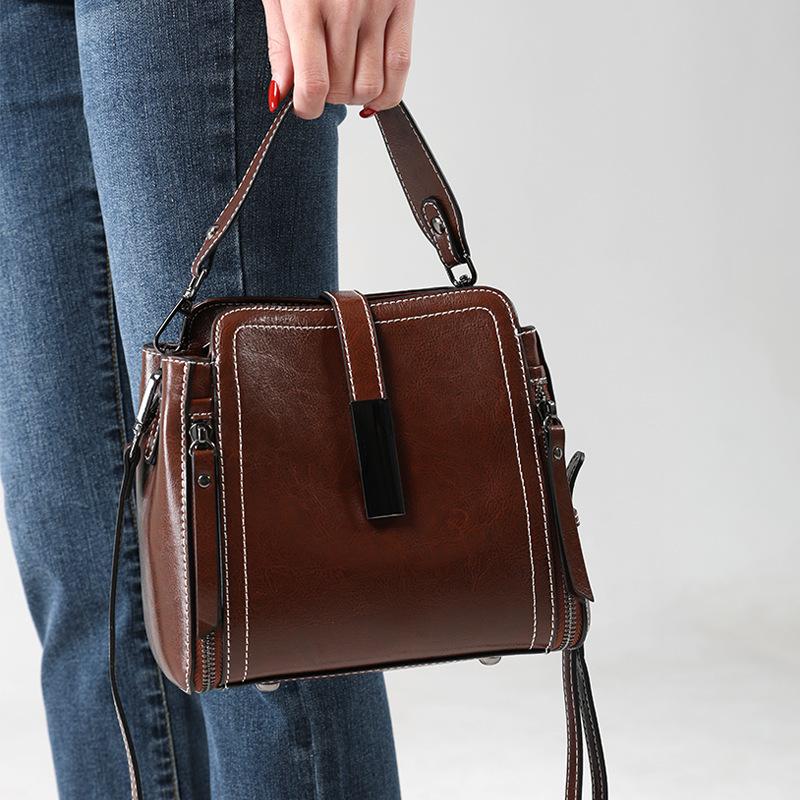 Женская сумка из натуральной кожи Женская сумка через плечо Женская летняя сумка Сумка-ведро