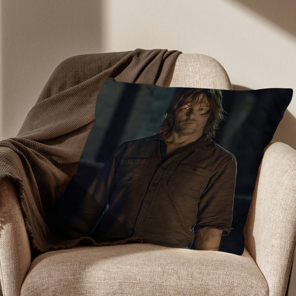 КРУТАЯ Наволочка для подушки Daryl T - Ходячие мертвецы Квадратная Двусторонняя печать Короткий плюш Чехол для подушки на диван Спальня Прикроватная подушка