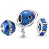 3 шт./лот, синие эмалированные глобусы, подвески, бусины, кулон со звездой, подходят для брендовых браслетов Diy, ожерелья для женщин, модные ювелирные изделия, изготовление