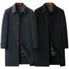Men's Long Woolen Coat for Middle-aged and Elderly Dads, Down Lining, Wool Windbreaker, Warm Jacket for Men