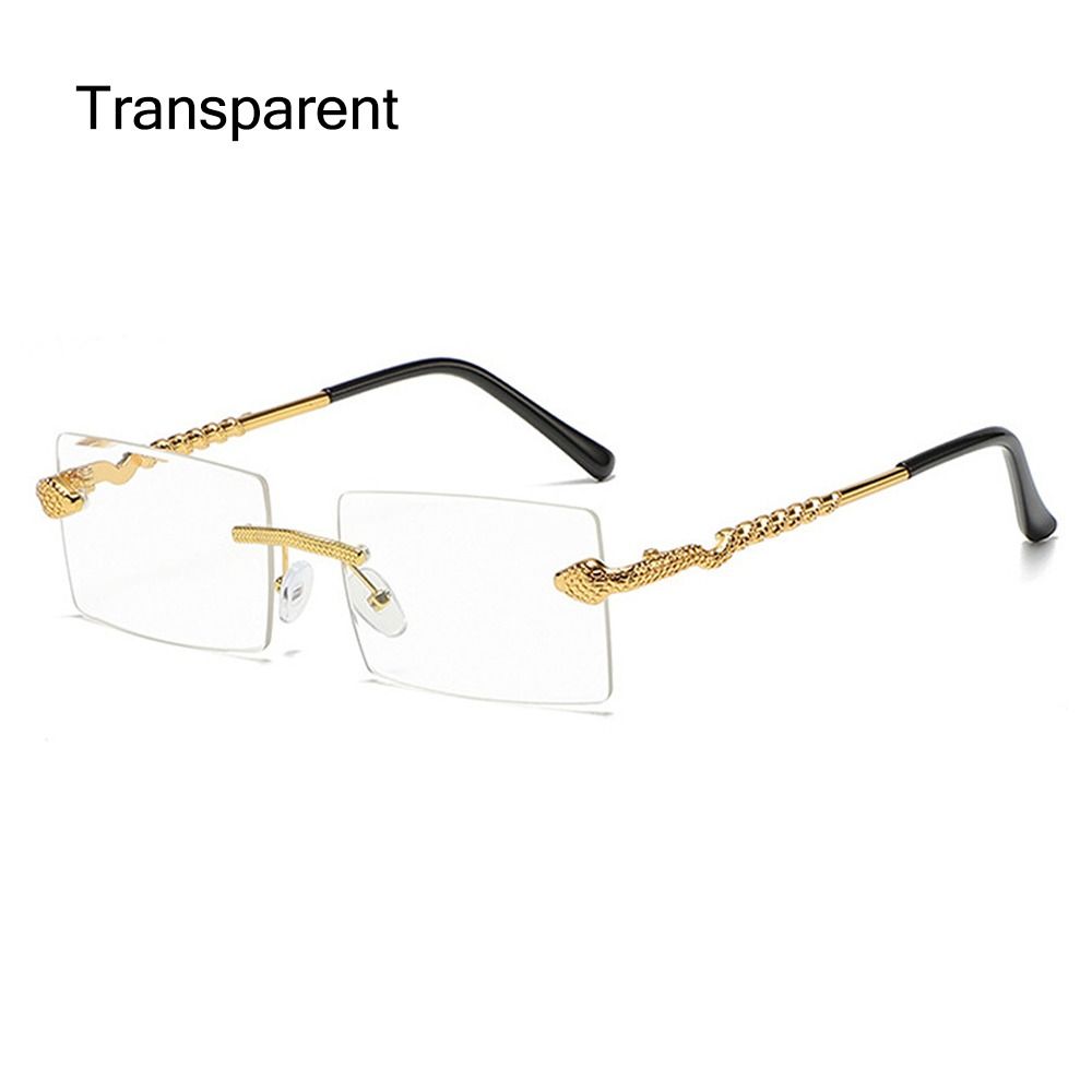 Trendy Rimless Snake-Shaped Metal Sunglasses Square Frame Frameless Street Shades Gradient Lens Sun Glasses For Women & Men