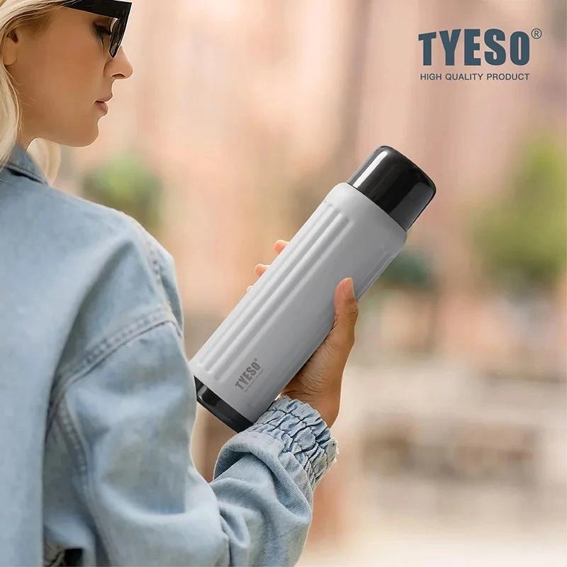 Tyeso 500ml Stainless Steel Vacuum Flask Leakproof Insulated Water Bottle for Hot Cold Drinks BPA Free Easy-Grip Travel Mug