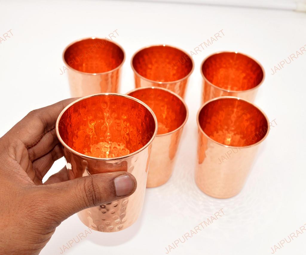 Медный кованый стакан для воды для питья Набор из 6 штук