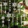 10pcs Crystal Christmas Ornaments for Tree Decorations-Hanging Acrylic Snowflake Icicle Ornaments with Drop Pendants for Winter Wonderland Chandelier