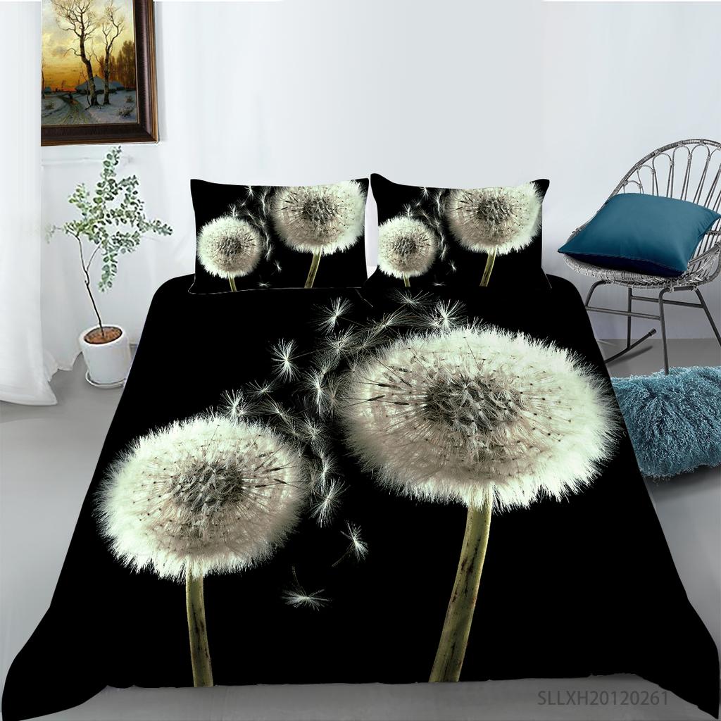 Постельное белье с 3D принтом одуванчика, односпальная двуспальная кровать, полноразмерная наволочка с растительным узором и пододеяльник 2 или 3, удобное украшение для дома