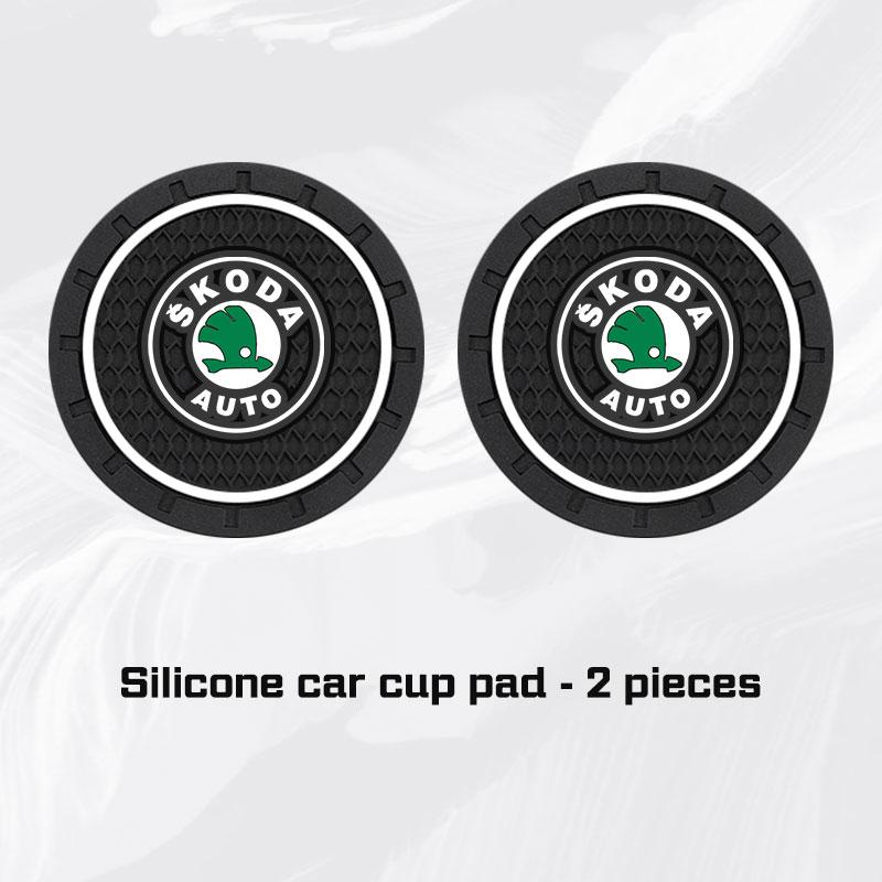 HAT1 2pcs Car Cup Holder Mat Leather Water Coaster Pad For VW Volkswagen VW ID3 ID4 Golf 7 8 MK8 T-cross Passat B8 Tiguan Jetta Skoda
