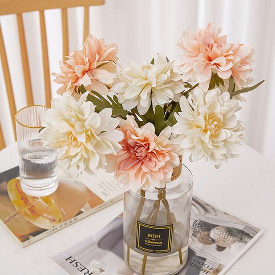 Поддельный цветок яркий нежный декоративный надежный настольный орнамент букет георгин для свадебного торжества