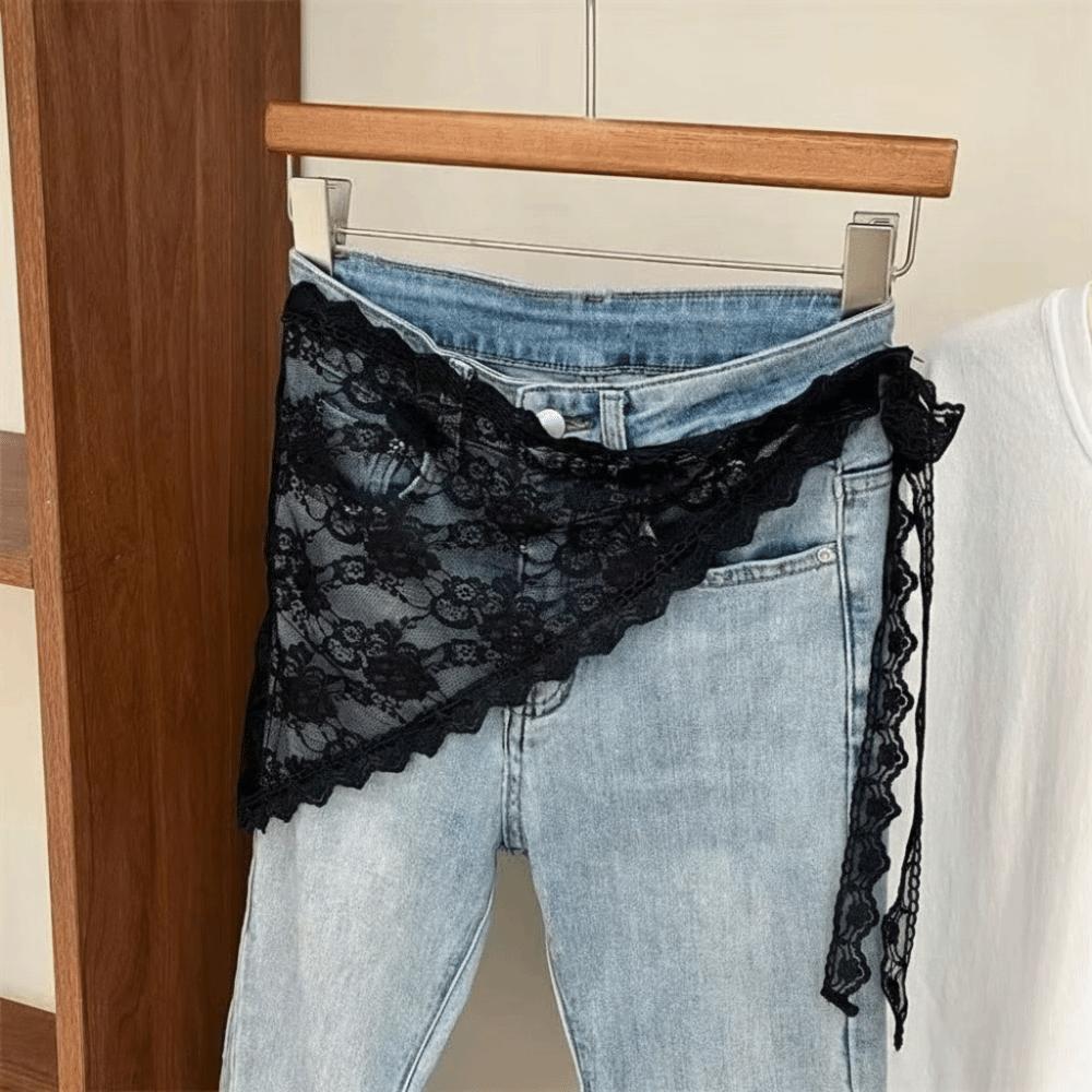 Y2K Triangle Apron Embroidery Outwear Mini Skirt Fashion Waist Scarf  Streetwear