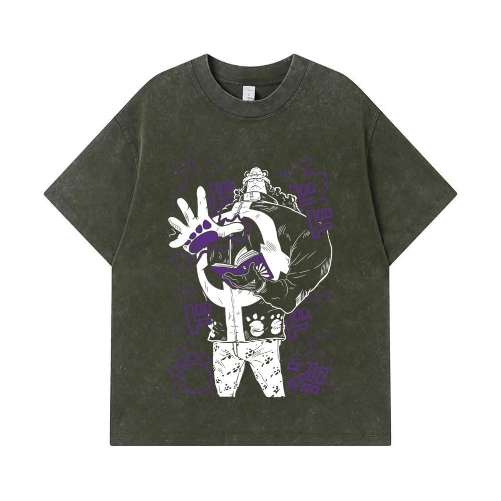 275 GSM Washed T-shirts 100% Cotton One Piece V67 Kuma Print Unisex Heavy Cotton T Shirt