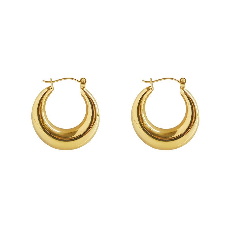 Элегантные французские винтажные овальные серьги-кольца из позолоченного серебра