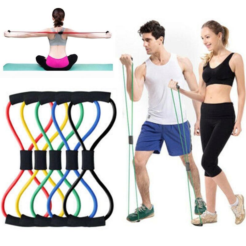 Lightweight And Easy To Store 8-shape Resistance Band With Comfortable Foam Grips
